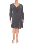 Michael Michael Kors Plus Shimmer-knit Long Sleeve Surplice Dress