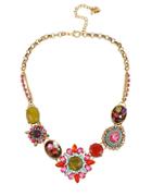 Betsey Johnson Mixed Crystal And Gemstone Statement Necklace