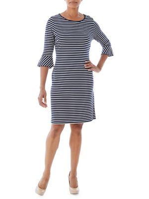 Olsen Striped Bell Sleeve Dress