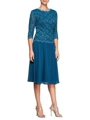 Alex Evenings Peacock A-line Dress