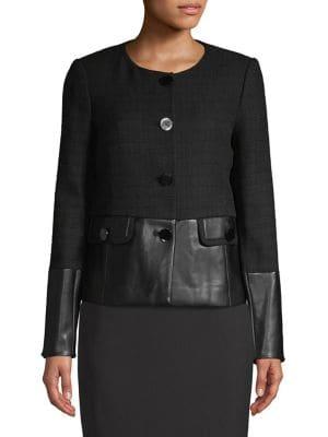 Karl Lagerfeld Paris Textured Long-sleeve Jacket