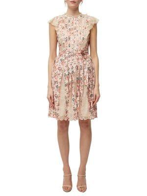 French Connection Eva Mixed-media Fit-&-flare Dress