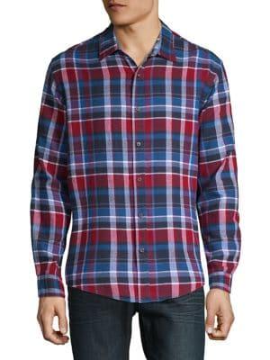 Black Brown Reverse Plaid Cotton Shirt
