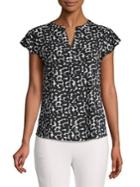 Calvin Klein Printed Flutter Sleeve Blouse