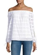 Michael Michael Kors Embroidered Off-the-shoulder Top