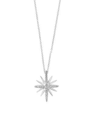 Effy Pave Classica Diamond And 14k White Gold Starburst Necklace
