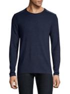 John Varvatos Star U.s.a. Long Sleeve Velvet Shoulder Crewneck Sweater