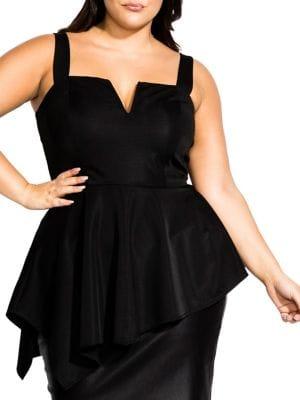 City Chic Plus Asymmetrical Peplum Top