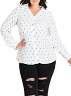 City Chic Plus Plus Sweet Cat Relaxed-fit Button-down Shirt