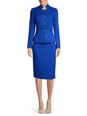 Tahari Arthur S. Levine Stand Collar 2-piece Skirt Suit