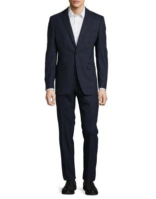 Calvin Klein Plaid Wool-blend Pants Suit