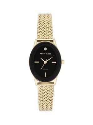 Anne Klein Goldtone, 0.1 Tcw Diamond & Stainless Steel Bracelet Watch