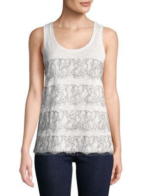Lord & Taylor Floral Mesh Tank Top