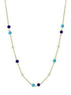 Effy 14k Yellow Gold, Diamond, Turquoise And Lapis Lazuli Strand Necklace