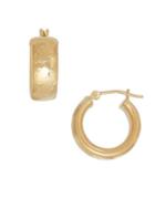 Lord & Taylor Zigzag Round 14k Yellow Gold Hoop Earrings