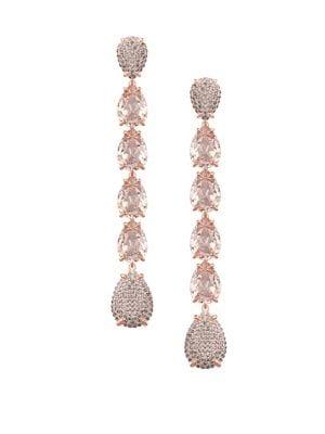 Swarovski Rose Goldplated And Crystal Mix Linear Earrings