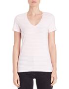 Lord & Taylor Petite Striped Stretch-cotton Tee