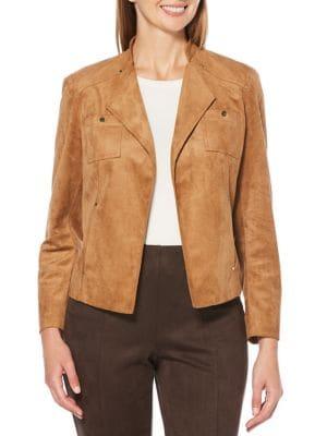 Rafaella Petite Faux Suede Open Jacket
