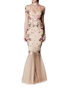 Marchesa Notte Embroidered Mermaid Gown