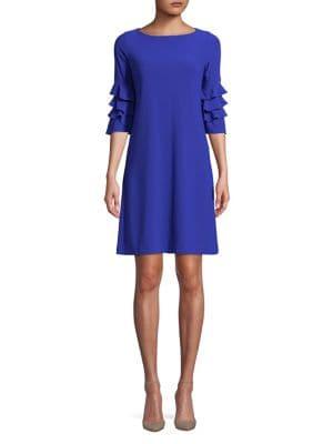 Gabby Skye Tiered Ruffle-sleeve Shift Dress
