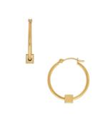 Lord & Taylor 14k Gold Block-accented Hoop Earrings