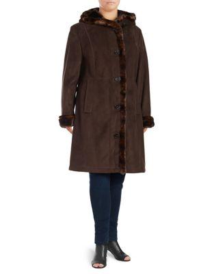 Portrait Plus Faux Shearling Hooded Coat