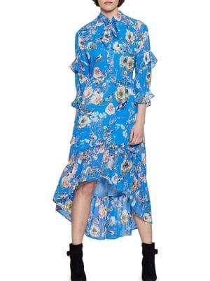 Walter Baker Tie-collar Floral Sommer Dress