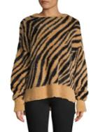 En Thread Fuzzy High-low Tiger-print Sweater