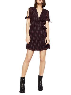 Bcbgeneration Sleeve-tie Dot Surplice Dress