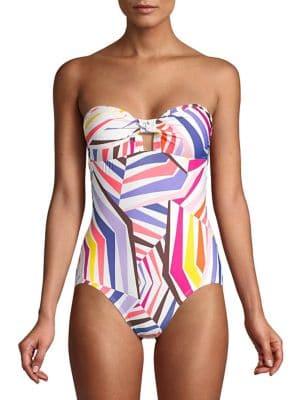 Kate Spade New York One-piece Geobrella Molded Bandeau Swimsuit