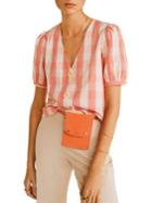 Mango Checkered V-neck Top