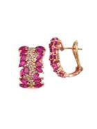 Effy Ruby, Diamond And 14k Rose Gold Hoop Earrings