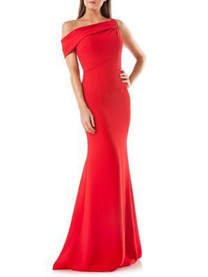 Carmen Marc Valvo One-shoulder Mermaid Gown