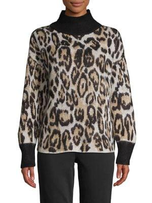 Vince Camuto Cheetah-print Turtleneck Sweater