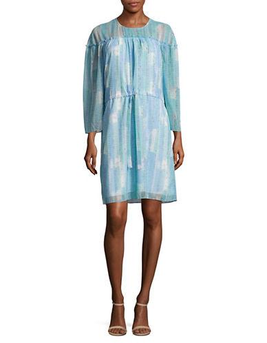 H Halston Printed Drawstring Dress