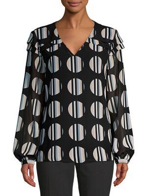 Calvin Klein Pleated V-neck Blouse