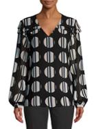 Calvin Klein Pleated V-neck Blouse