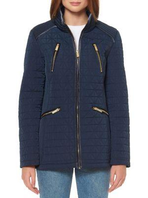 Ellen Tracy Velvet-trimmed Quilted Jacket