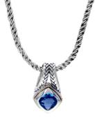 Effy Sterling Silver And 18k Yellow Gold Blue Topaz Pendant Necklace