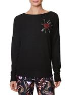 Betsey Johnson Embroidered Boatneck Sweater
