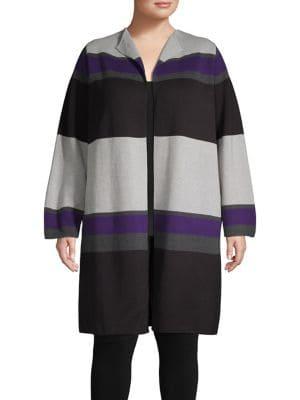 Calvin Klein Plus Striped Open-front Cardigan