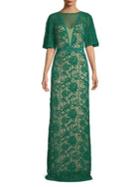 Tadashi Shoji Lace Floral Floor-length Gown