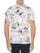 Perry Ellis Short-sleeve Exploded Rose Button-down Shirt
