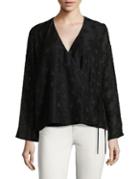 Design Lab Lord & Taylor Wrap Long-sleeve Blouse