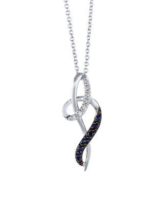 Le Vian Ceylon Sapphire, White Diamond And 14k White Gold Pendant Necklace