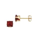 Lord & Taylor Garnet And 14k Yellow Gold Square Stud Earrings
