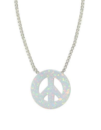 Lord & Taylor White Opal & Sterling Silver Peace Sign Pendant Necklace