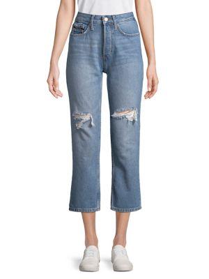 Calvin Klein Jeans Distressed Straight Cropped Jeans