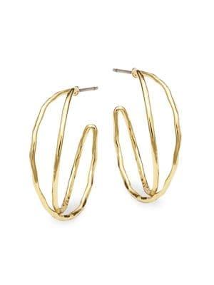 Shade Goldtone Double Wire Hoop Earrings