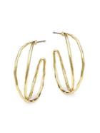 Shade Goldtone Double Wire Hoop Earrings